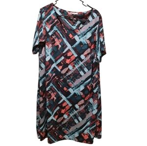 Triste Multicolor Abstract Short Sleeve Dress Size 3X